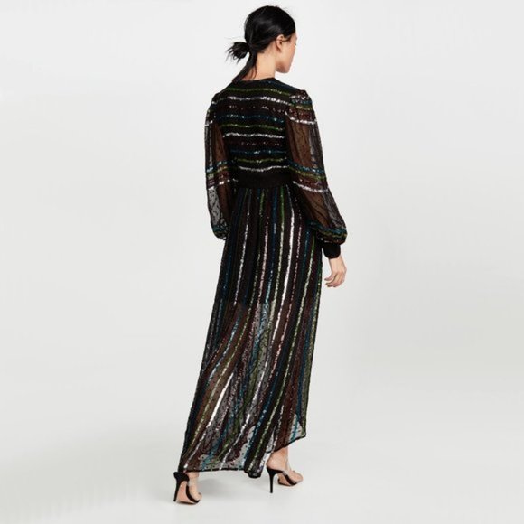 NWT Rococo Sand black sequin polka dot maxi dress - Picture 5 of 10